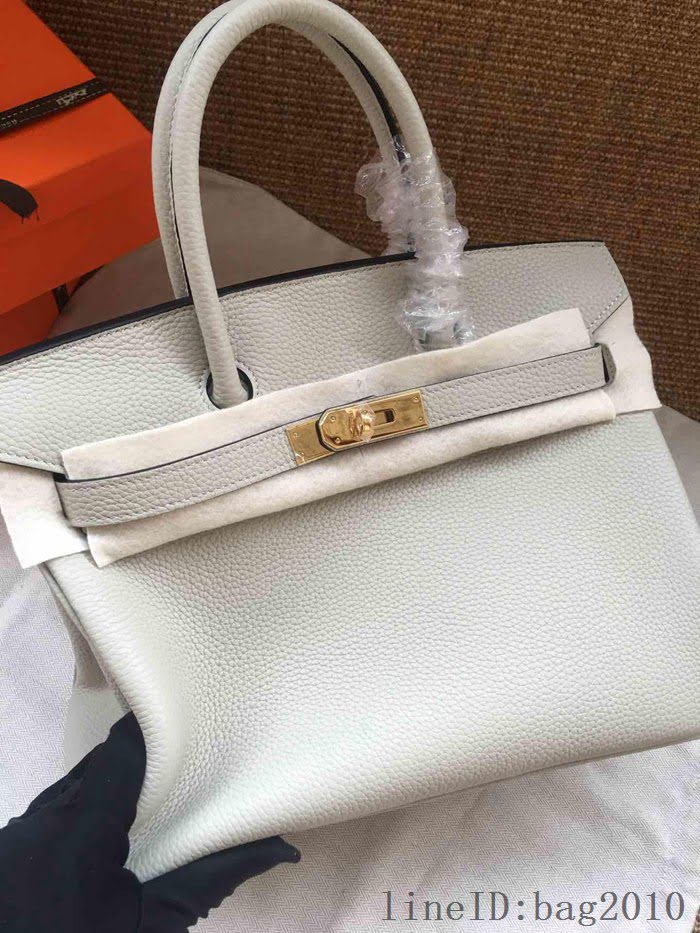 愛馬仕HERMES Birkin 鉑金包 珍珠灰 進口小牛皮 金銀扣 皮質細膩柔軟 時尚女手提包  tdher1140
